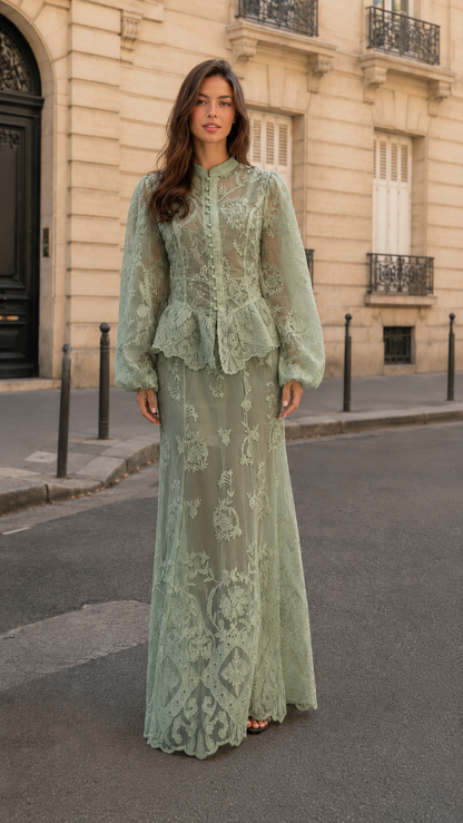 embroidered lace maxi dress