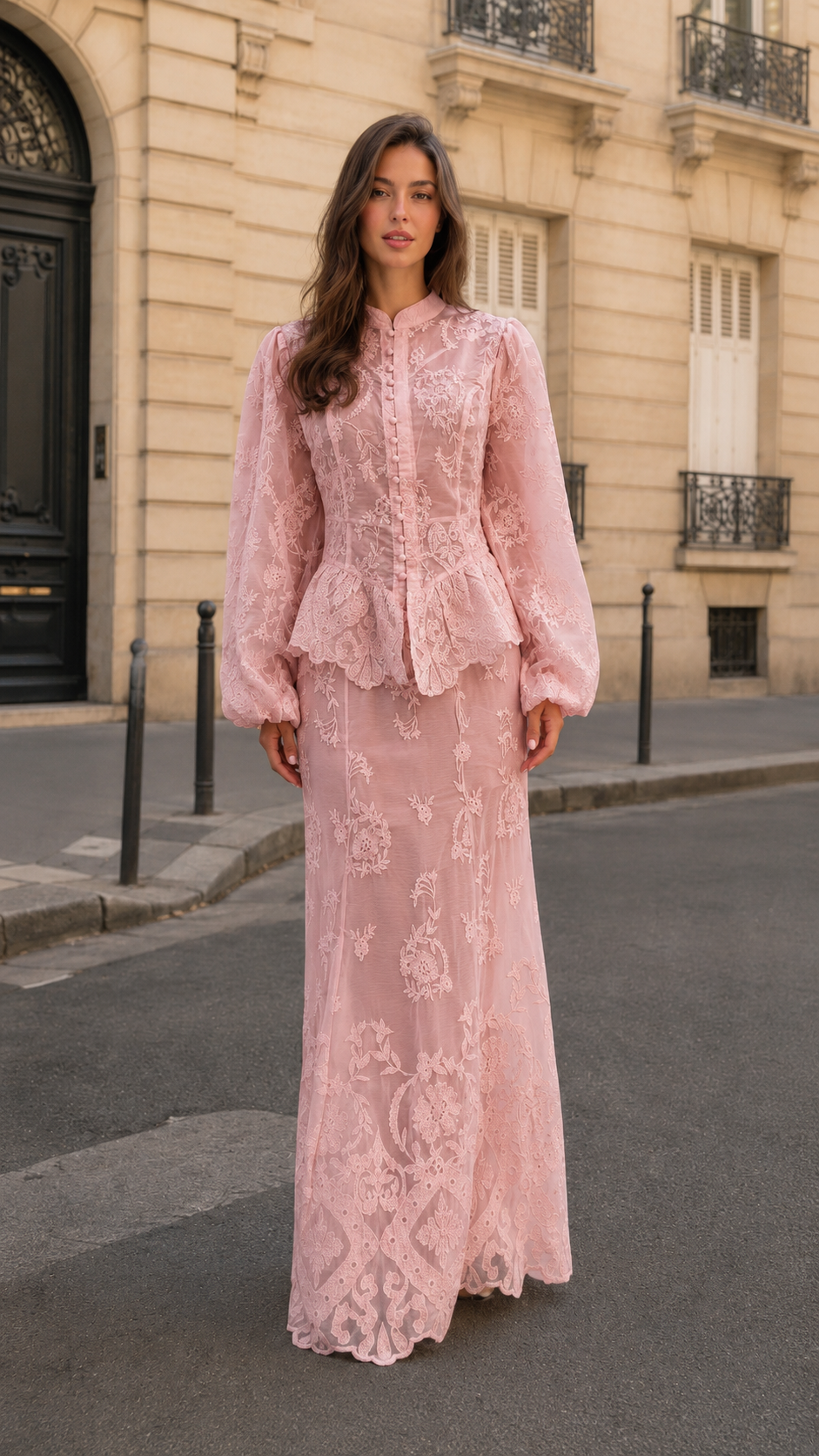 embroidered lace maxi dress