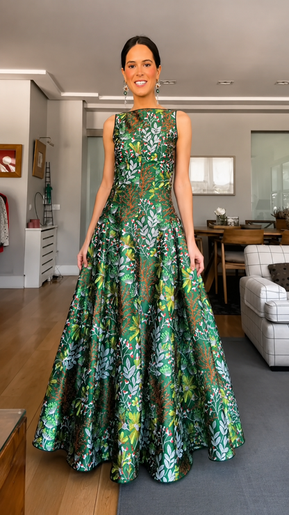 Botanical Jacquard Ball Gown