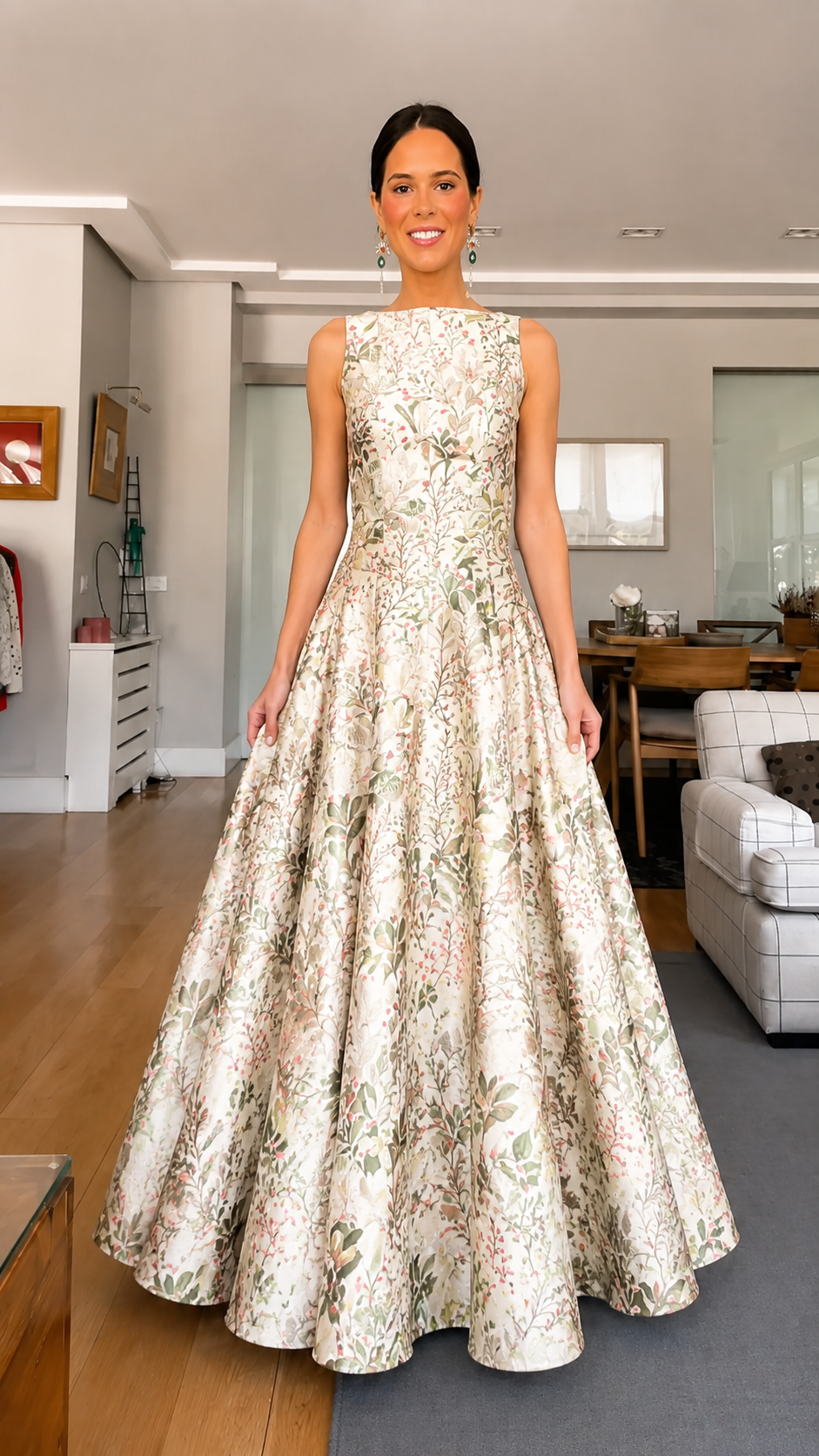 Botanical Jacquard Ball Gown