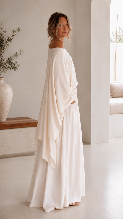 Elegant One-Shoulder Draped Top & Palazzo Pants Set