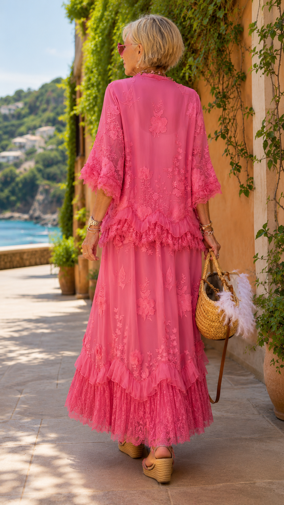 Embroidered Lace Two-Piece Maxi Set