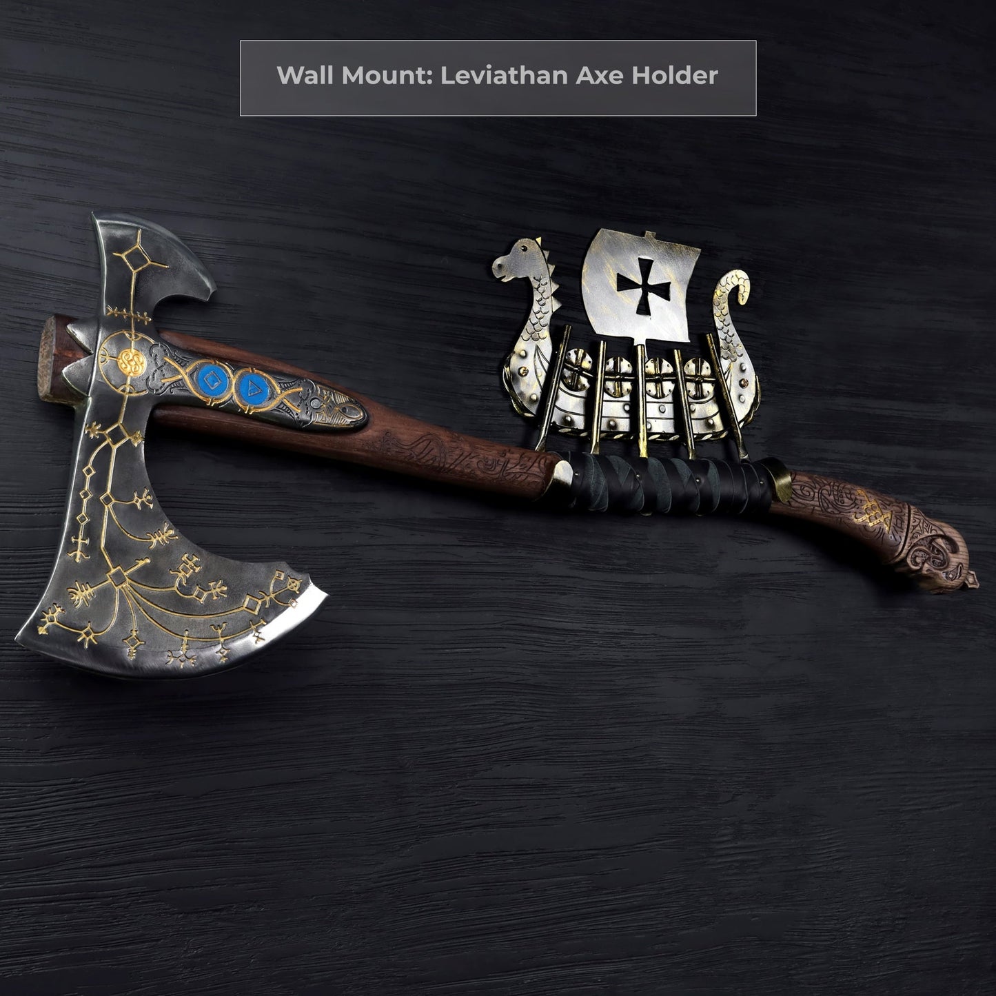 Hand-forged Leviathan axe with leather wrap "Ragnarok Kratos axe"