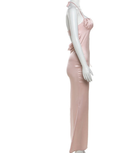 Hanging Neck Sexy Open Back Slim Fit Wrapped Hip Women's Dress