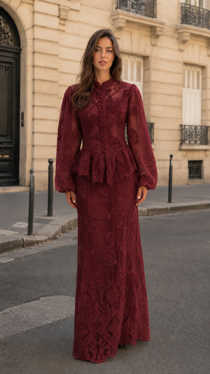 embroidered lace maxi dress