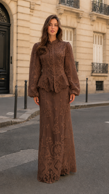 embroidered lace maxi dress