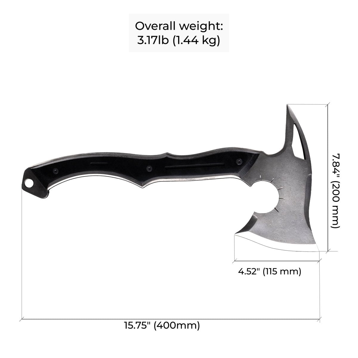 Full tang tomahawk "Requiem" for outdoor tasks