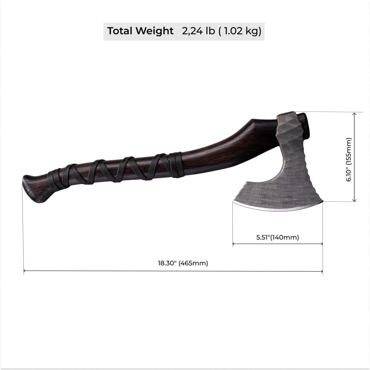 Hand forged axe “Sterk Vorley” with leather cover