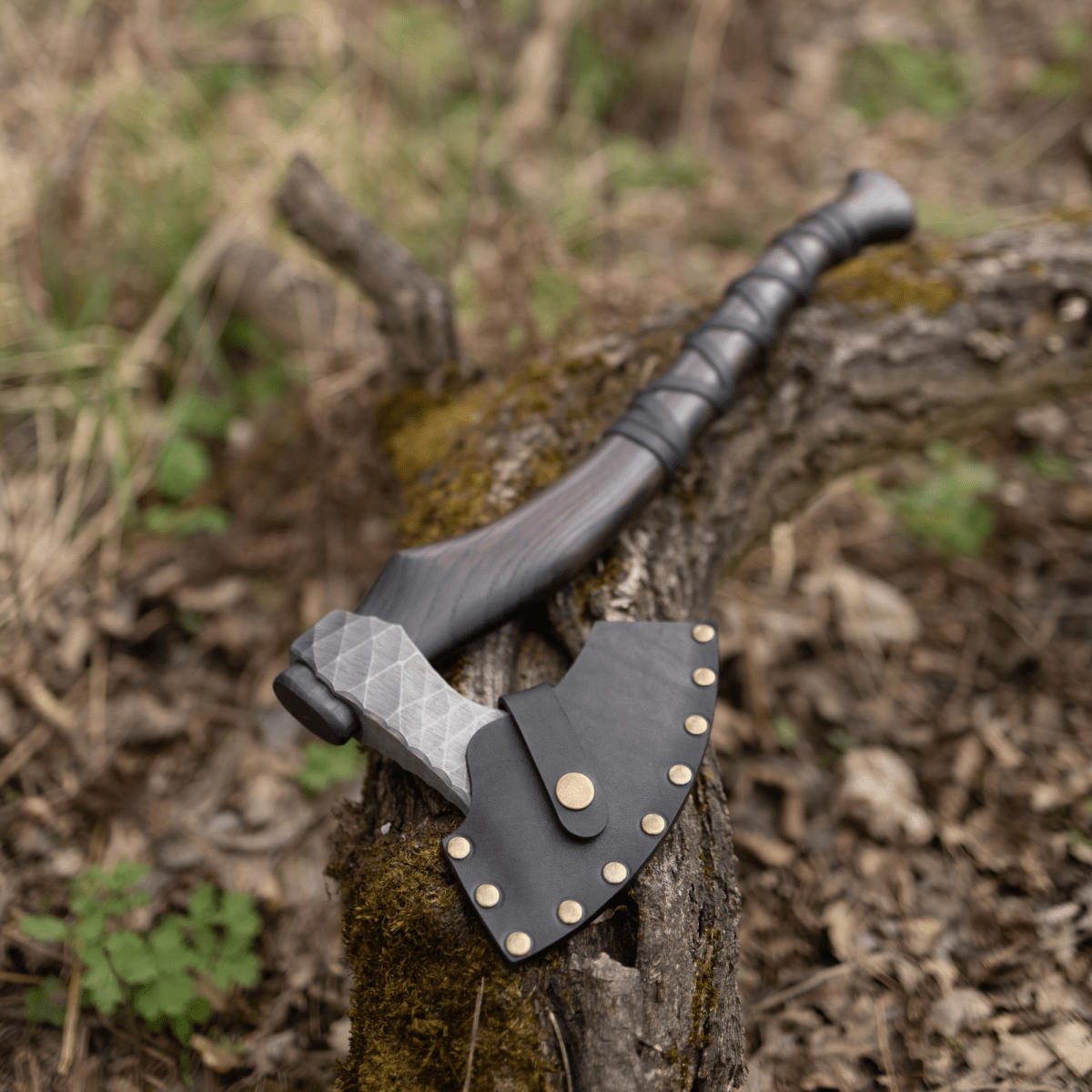 Hand forged axe “Sterk Vorley” with leather cover