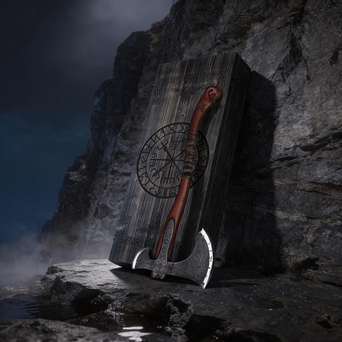 Hand-forged Leviathan axe with leather wrap