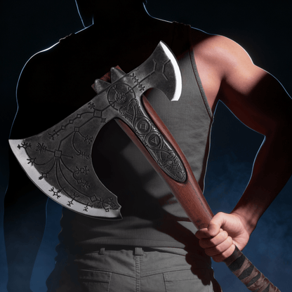 Hand-forged Leviathan axe with leather wrap
