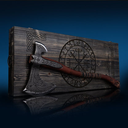 Hand-forged Leviathan axe with leather wrap
