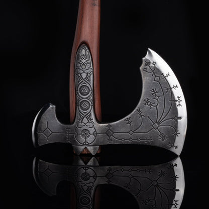 Hand-forged Leviathan axe with leather wrap