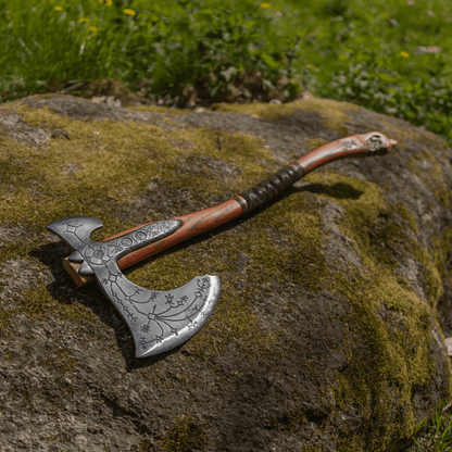 Hand-forged Leviathan axe with leather wrap