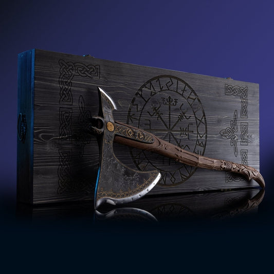 Handcrafted Leviathan axe with glow in the dark runes