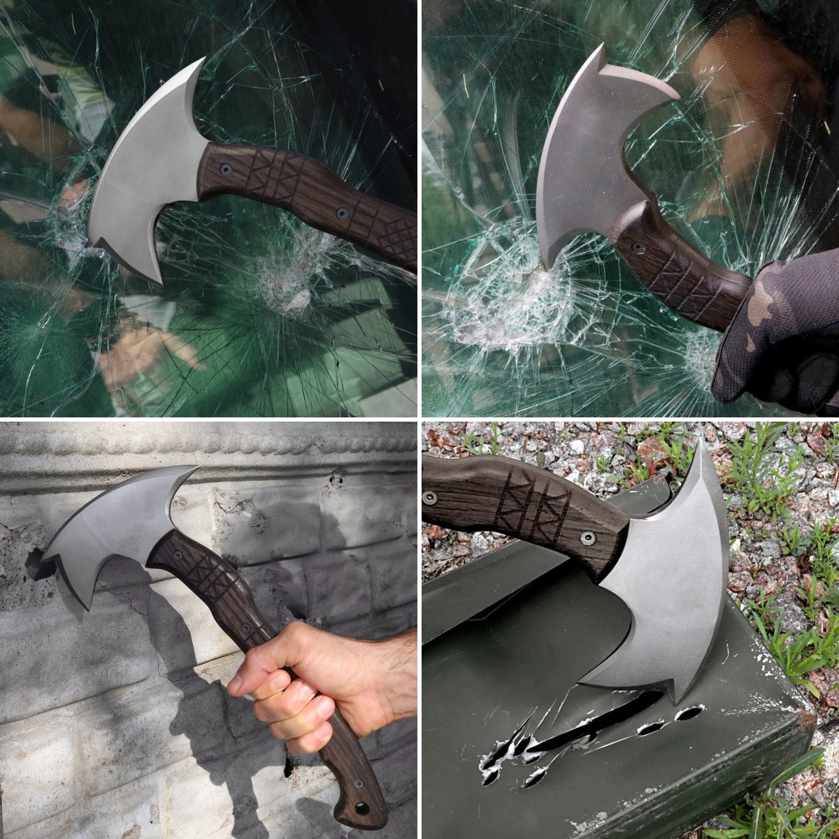 Handcrafted tomahawk "Takoda" with tribal engraving