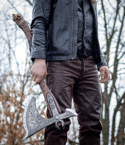 Real Leviathan axe with Glow-in-the-Dark Runes
